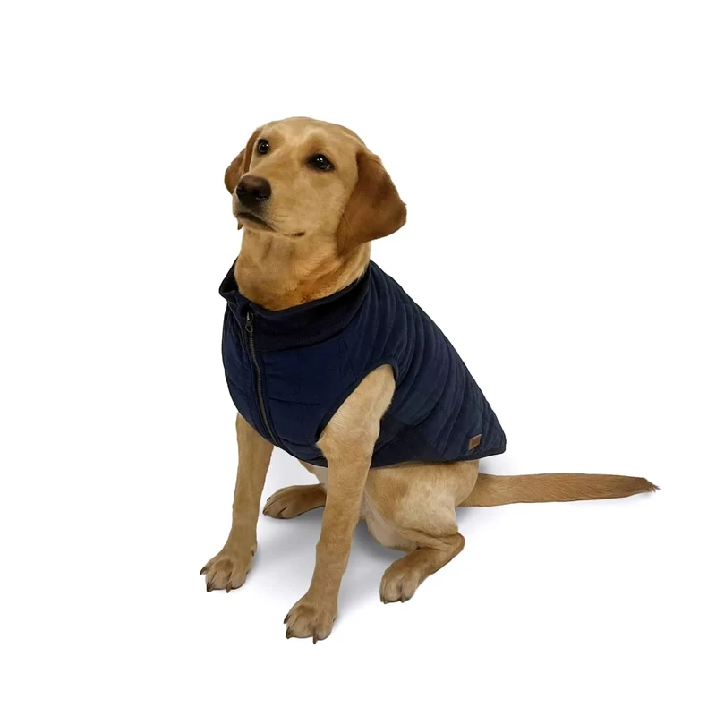 Danish Design FatFace Harley Puffer Dog Coat 55cm - Warm Water Resistant Dog Jacket with Faux Fur Lining and Zip Fastening - Image 1
