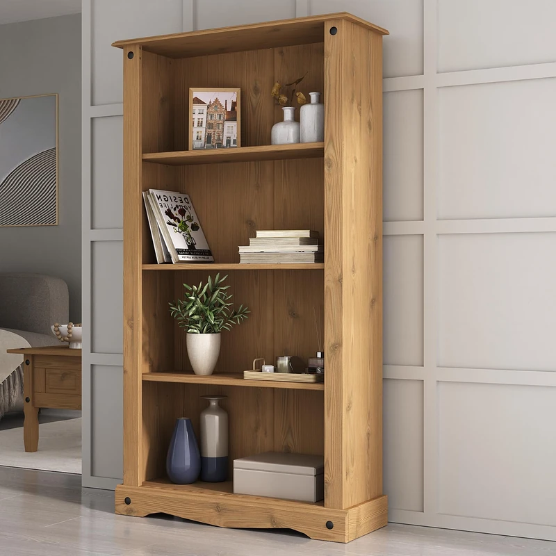 Mews Corona Bookcase Medium Solid Mexican Pine Wood