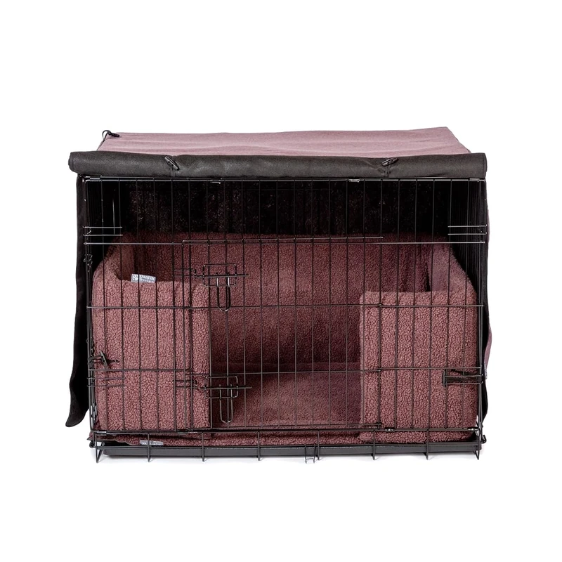 Danish Design Dog Crate Cover - Blackout Lined, Roll-Down Doors - Mauve - XL