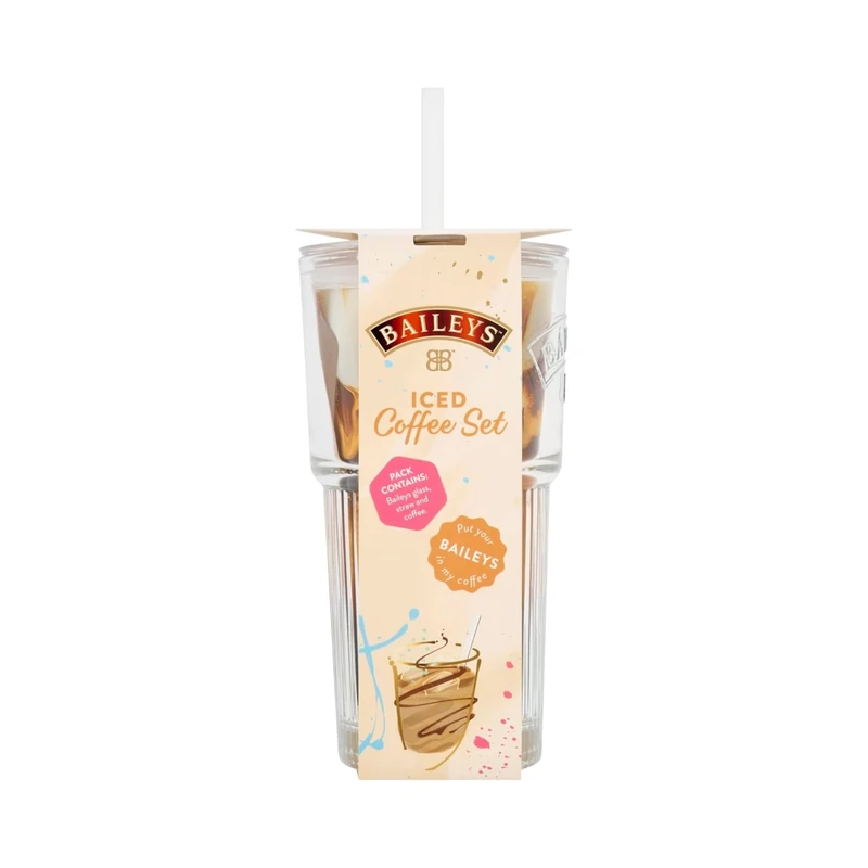 Baileys Iced Coffee Gift Set - Baileys Coffee x2 1.8 g, Branded Glass & Drinking Straw - Complete Kit for Indulgent Drinks - Perfect Secret Santa, Stocking Filler Gifts Him & Her, Birthday, Valentines