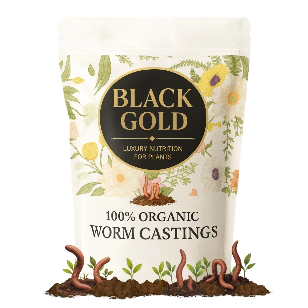Black Gold Worm Castings – 100% Organic, Microbe-Rich Fertiliser – Improves Soil, Retains Moisture & Boosts Growth – For Houseplants, Gardens & Lawns (1 Litre)