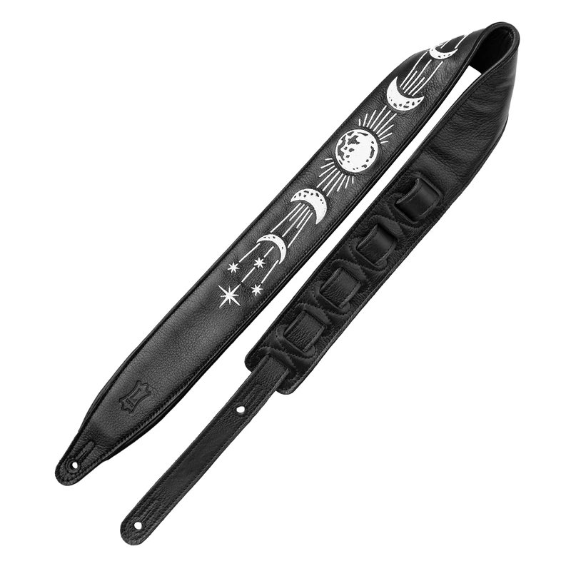Levy's Leathers Night Life Series Genuine Leather Strap with Glow-in-the-Dark Embroidery Moon and Stars, Black (MG317NL-002)