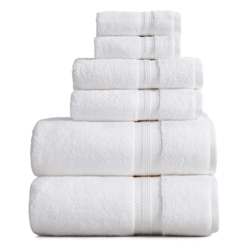 Springtree Home Quick Dry 100% Cotton Bath Towel Set | 6-Piece Set | White
