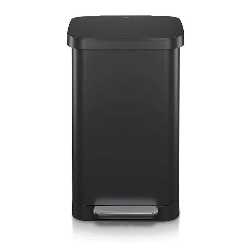 Glad Stainless Steel Step Trash Can, Series 2 with Clorox Protection - Large Black Kitchen Garbage Bin with Soft Close Lid, Foot Pedal and Waste Bag Roll Holder, 20 Gallon