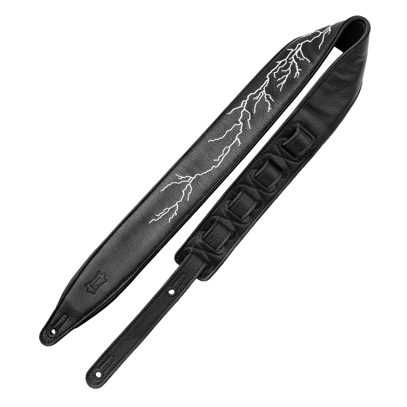 Levy's Leathers Night Life Series Genuine Leather Strap with Glow-in-the-Dark Embroidery Lightning Bolt, Black (MG317NL-003)