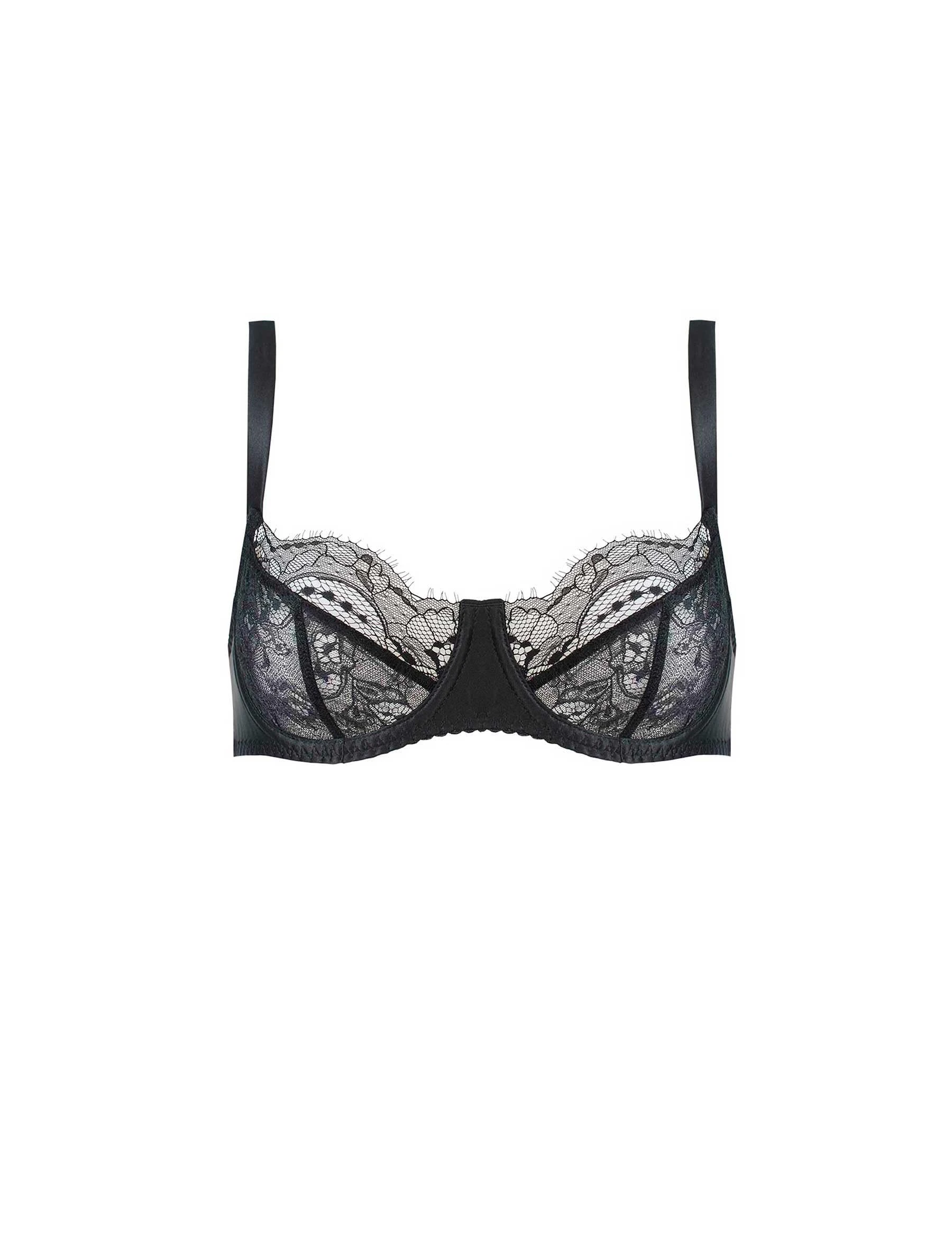 Fleur of England, Signature Black Lace Balcony Bra, 32C