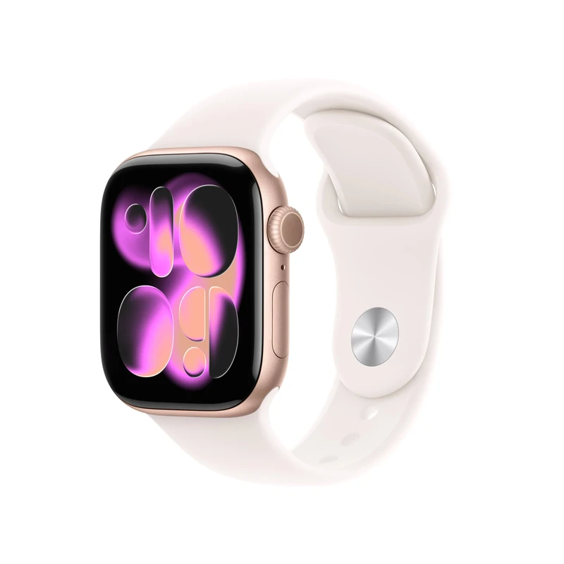 Apple Watch Series 11 GPS 42mm Smartwatch with Rose Gold Aluminium Case with Light Blush Sport Band M/L. Sleep Score, Fitness Tracker, Health Monitoring, Always-On Display, Water Resistant