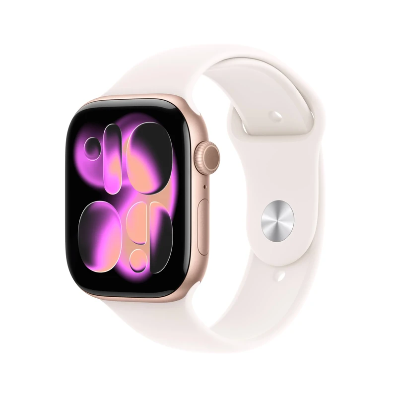 Apple Watch Series 11 GPS 46mm Smartwatch with Rose Gold Aluminium Case with Light Blush Sport Band M/L. Sleep Score, Fitness Tracker, Health Monitoring, Always-On Display, Water Resistant
