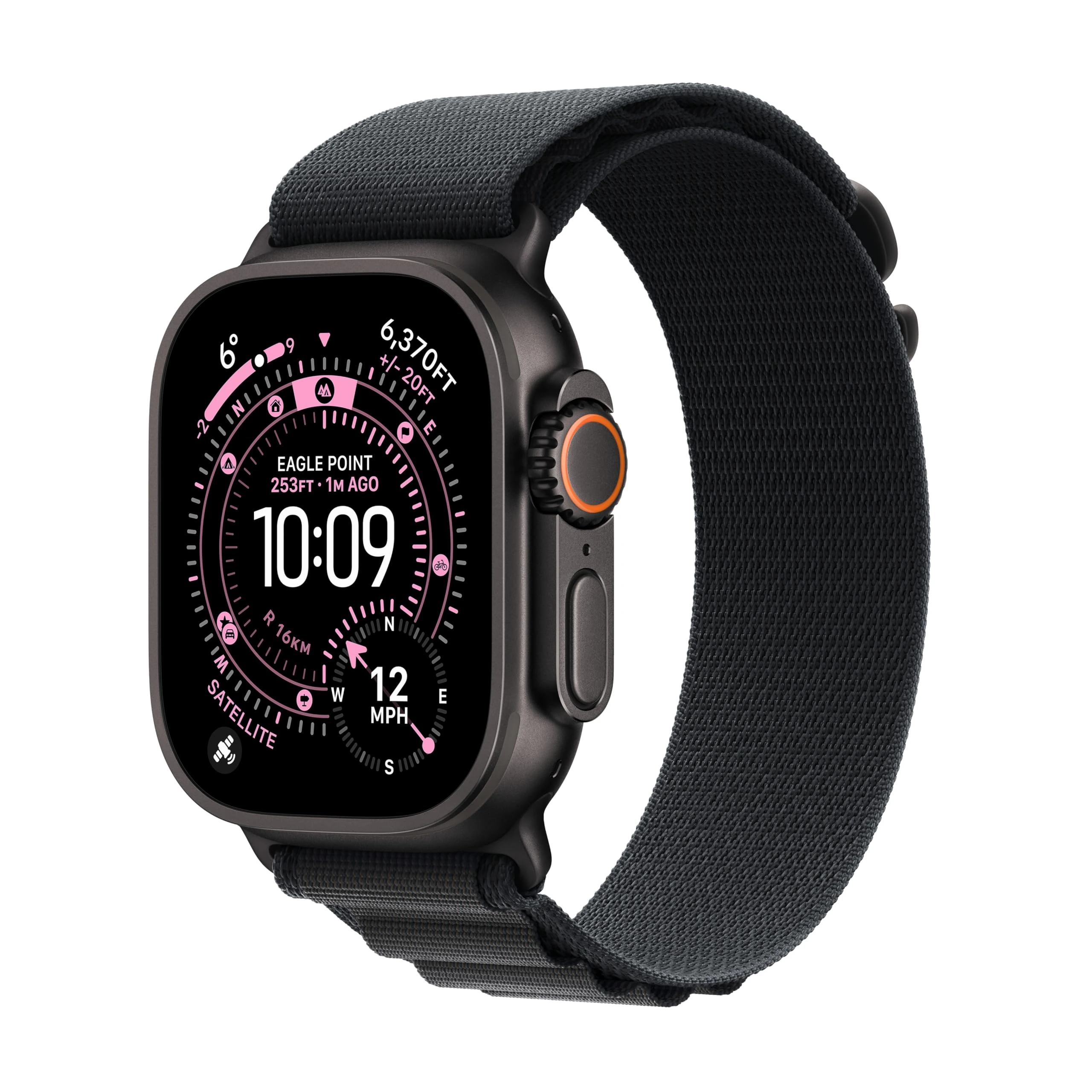 Apple Watch Ultra 3 GPS + Cellular 49mm Premium Running and Multisport Smartwatch with Rugged Black Titanium Case with Black Alpine Loop - Medium. Advanced Health and Fitness Tracking