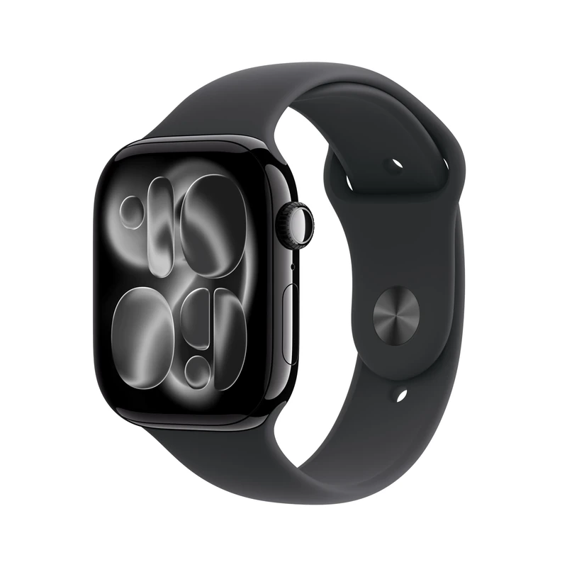 Apple Watch Series 11 GPS + Cellular 46mm Smartwatch with Jet Black Aluminium Case with Black Sport Band S/M. Sleep Score, Fitness Tracker, Health Monitoring, Always-On Display, Water Resistant