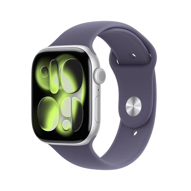 Apple Watch Series 11 GPS + Cellular 46mm Smartwatch with Silver Aluminium Case with Purple Fog Sport Band M/L. Sleep Score, Fitness Tracker, Health Monitoring, Always-On Display, Water Resistant