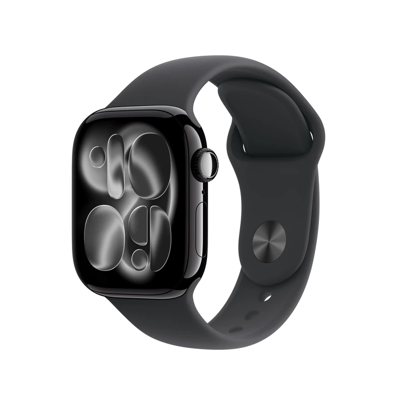 Apple Watch Series 11 GPS + Cellular 42mm Smartwatch with Jet Black Aluminium Case with Black Sport Band M/L. Sleep Score, Fitness Tracker, Health Monitoring, Always-On Display, Water Resistant