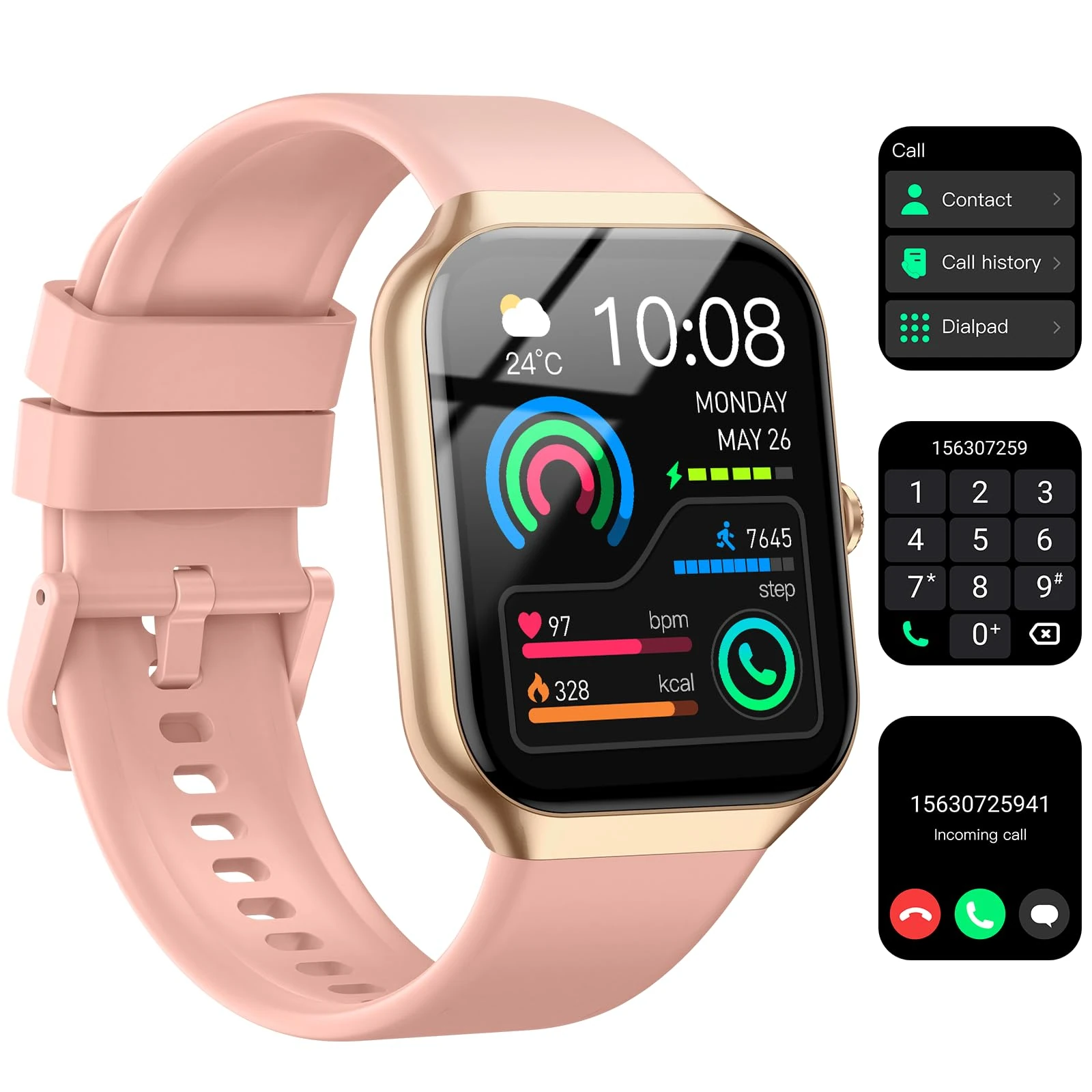 Smart Watch for Women(Answer/Make Calls) 1.96"HD Fitness Watch with Heart Rate Sleep Monitor, Activity Tracker 113+Sports Mode, 2025 Step Counter for Women, IP68 Waterproof Smartwatch for IOS Android