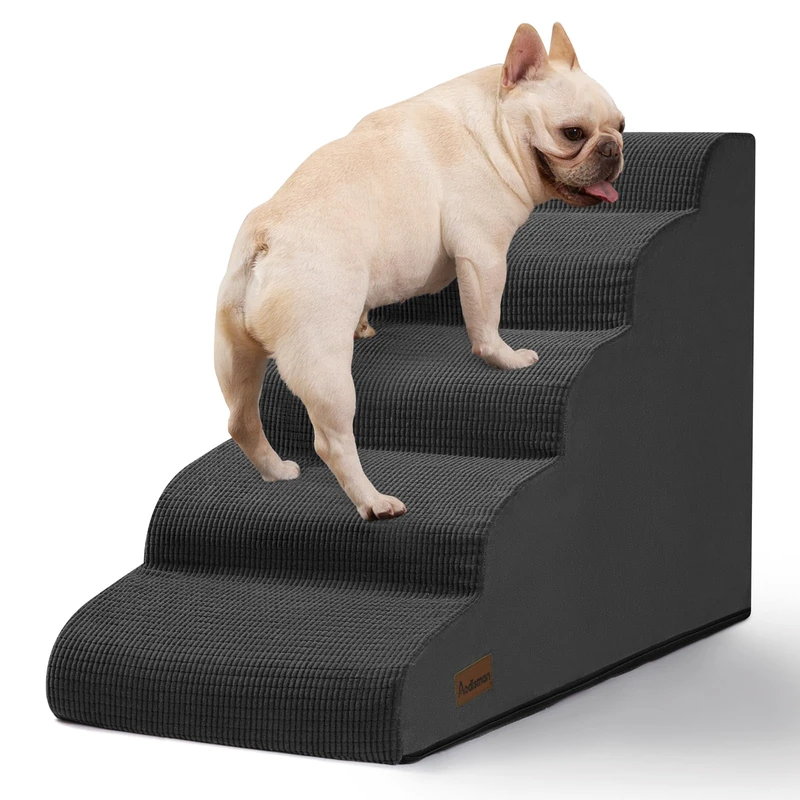 Aodisman Dog Stairs for High Bed,5-Step Pet Ramp for Small Dogs and Cats