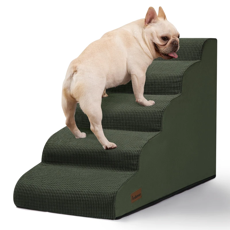Aodisman Dog Stairs for High Bed,5-Step Pet Ramp for Small Dogs and Cats