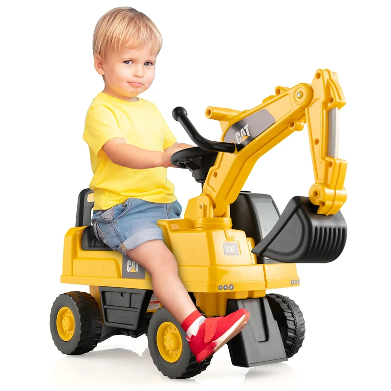 FANTASK Children's Seat Excavator up to 25 kg, Children's Excavator with Rotating and Adjustable Shovel, Ride-on Excavator with Storage Space Under Seat, Horns, Sand Excavator for Children from 1 Year