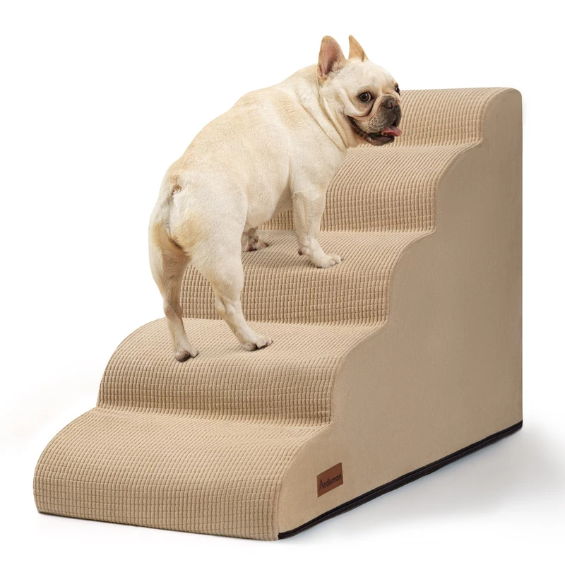 Aodisman Dog Stairs for High Bed,5-Step Pet Ramp for Small Dogs and Cats