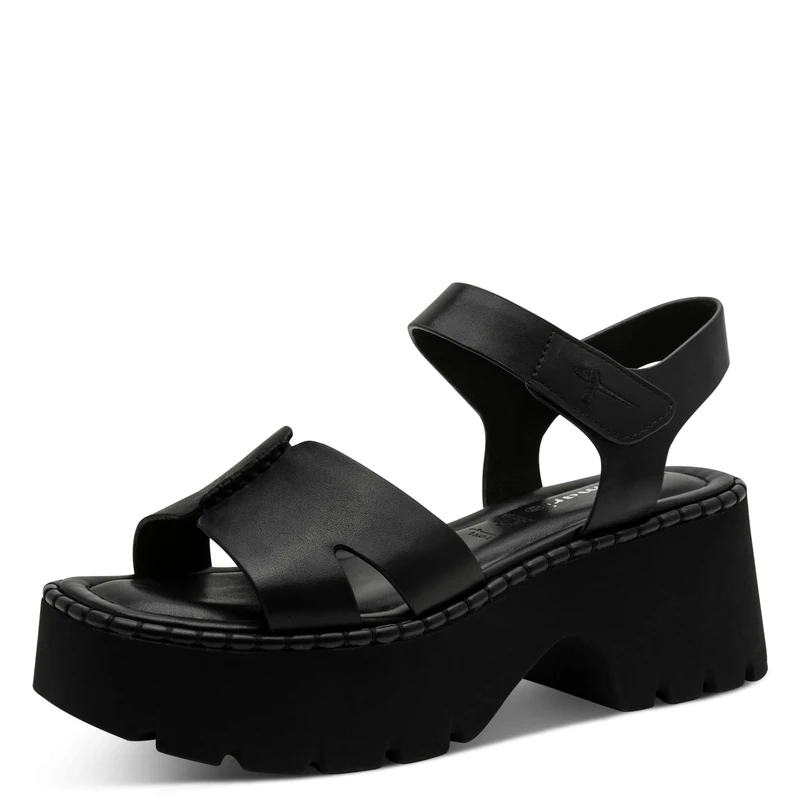 Tamaris Women’s sandal with block heel leather black 7.5 UK
