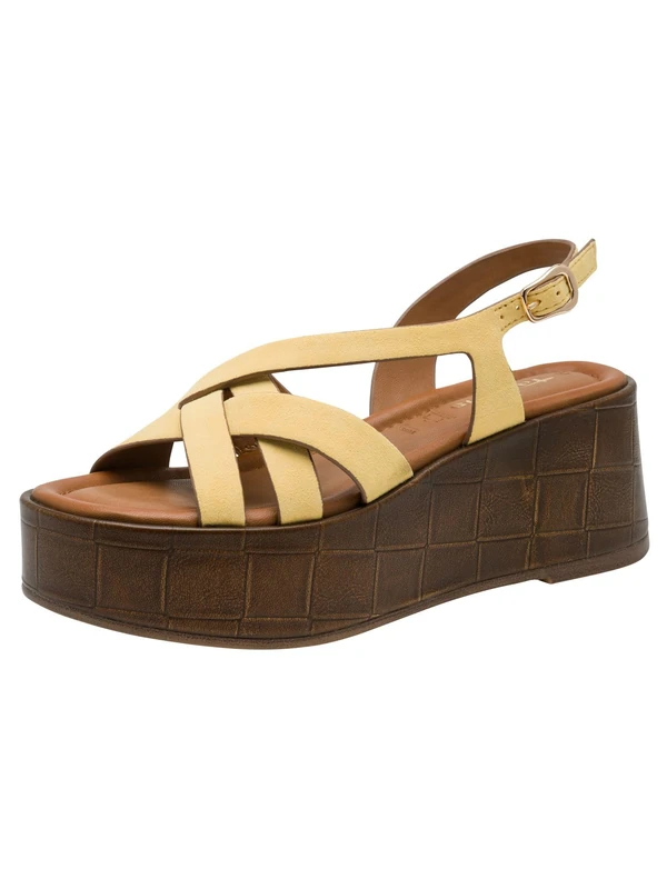 Tamaris Women's Platform Sandal Leather yellow 4 UK - Image 1