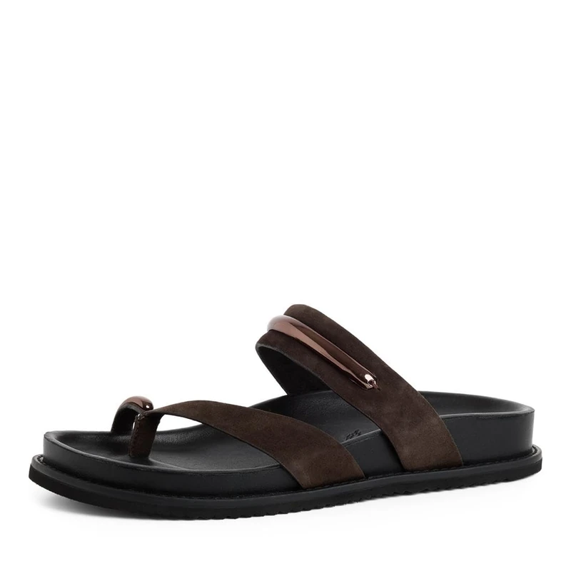 Tamaris Women's footbed mule leather flat brown 6.5 UK