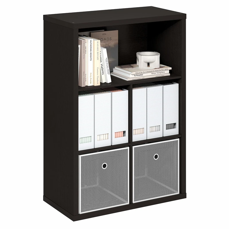 Furinno CUBICLE Book Shelf, 5-Cube Bookshelf, Cube Storage Organizer Bookcase with Closed Back, 15.3 x 29.9 x 43.3, for Living Room, Bedroom, Home Office, Dark Oak