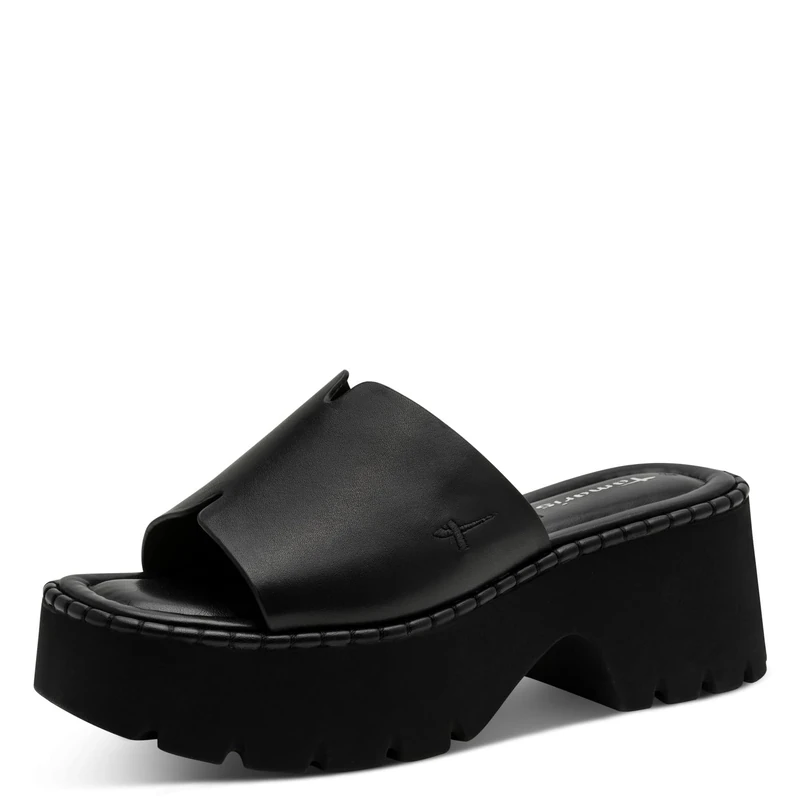 Tamaris Women's leather mule with block heel black 6.5 UK