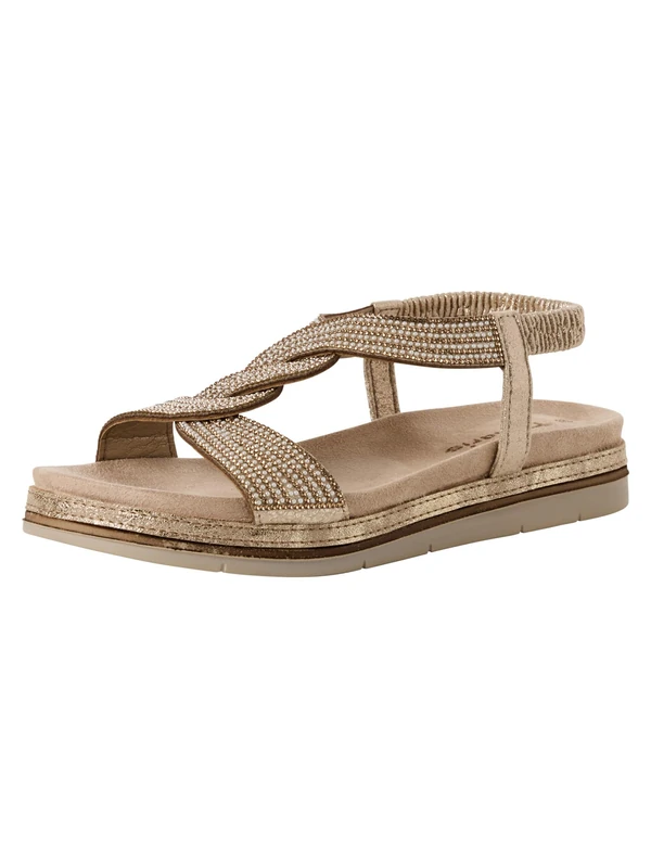 Tamaris Women’s sandal with wedge heel metallic 4 UK
