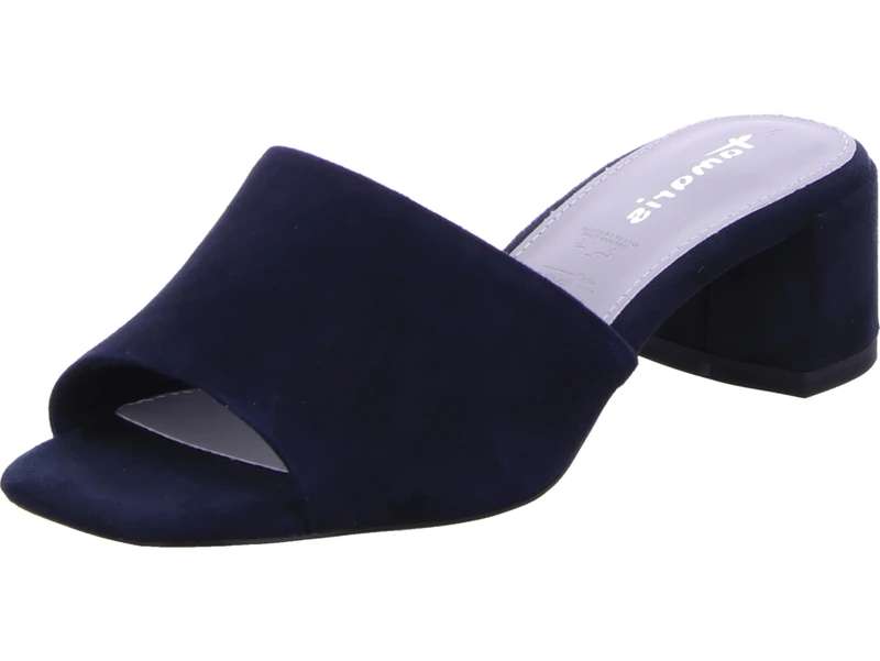 Tamaris Women's leather mule with block heel blue 2.5 UK - Image 1