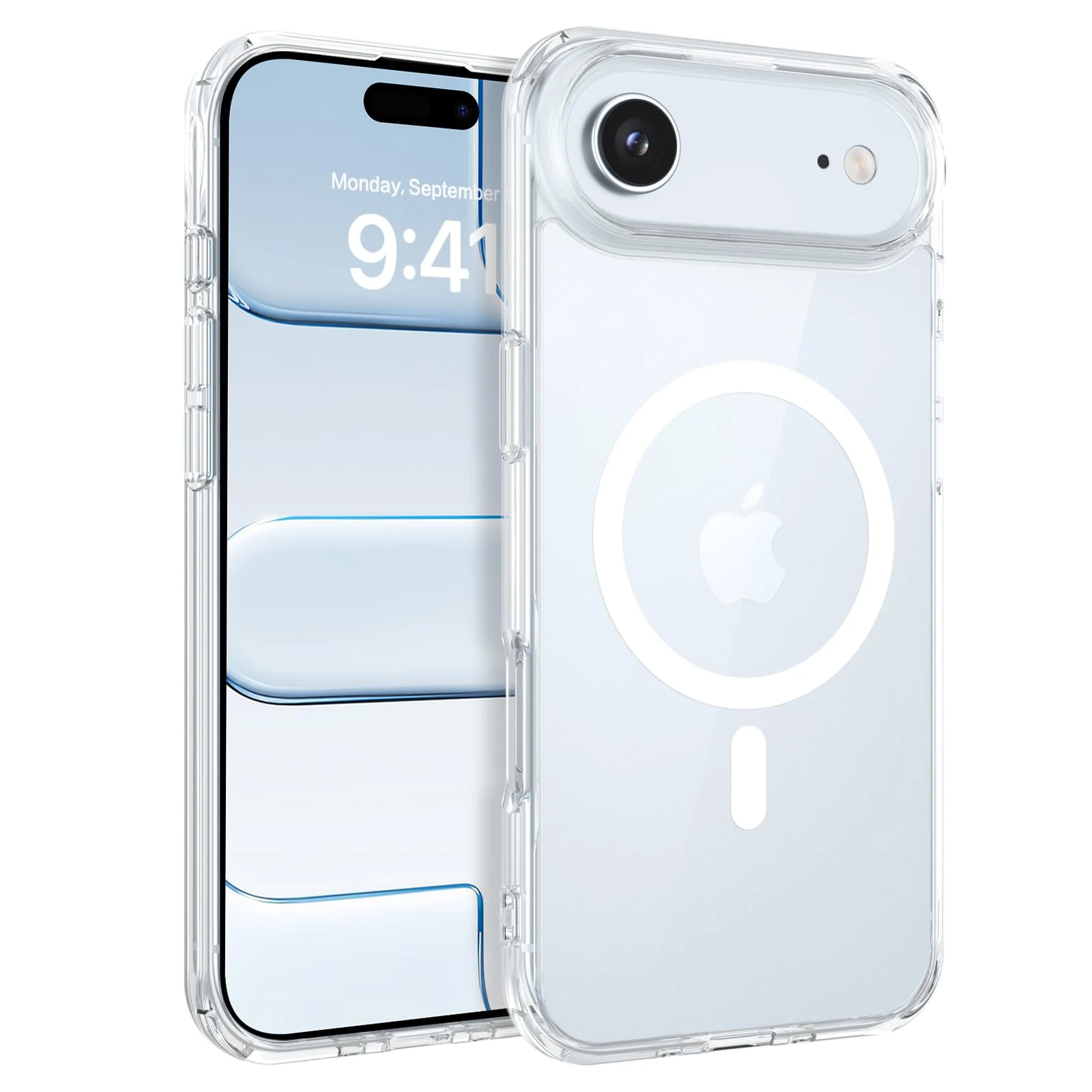 GUAGUA Magnetic for iPhone Air Case 6.5-Inch, iPhone 17 Air Case Fit for MagSafe [14FT Military Grade Drop Protection] [Long-Lasting Yellowing] Crystal Clear Back Slim Shockproof Phone Cover, Clear