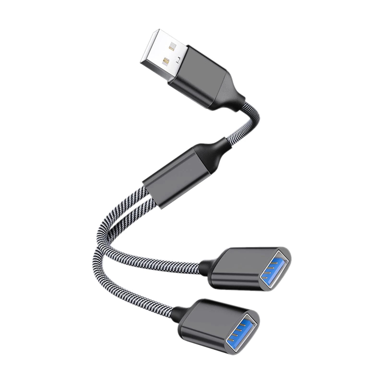 USB Splitter 2 Port, USB Male to Double Female Extension Cord Adapter, for Cables Support Most Devices Such as Personal Computers, Laptops, and External Hard Drives