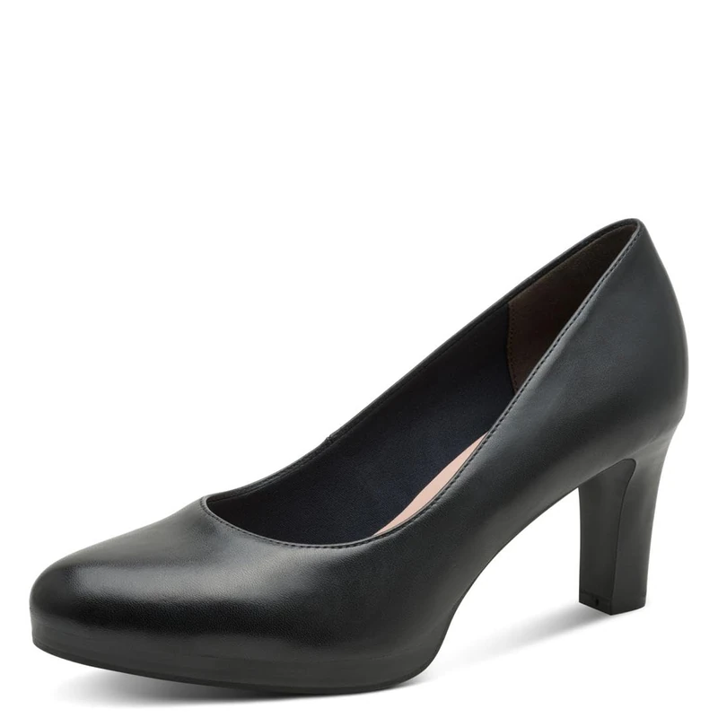 Tamaris Women's leather pumps with block heel blue 3.5 UK