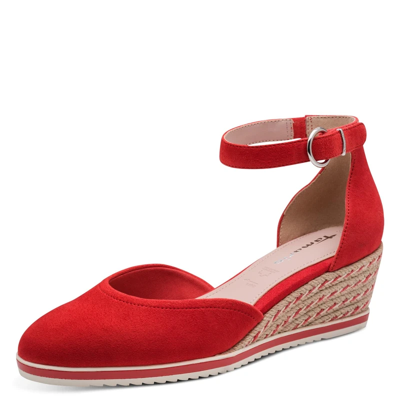 Tamaris Women's leather pumps with wedge heel red 4 UK