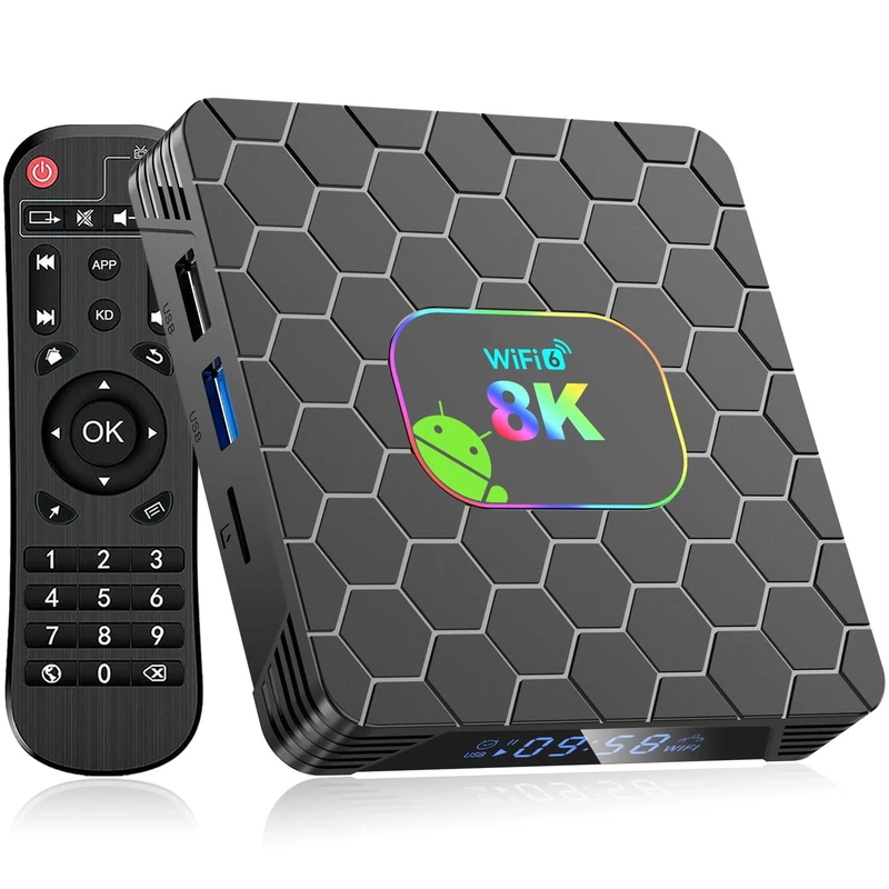 Android 14.0 TV Box 2025, Android Box 4GB RAM 32GB ROM, Tv Box Android 8K 4K Wi-Fi 6 RK3528 Quad-Core CPU Dual-Band Wi-Fi 2.4G 5G Ethernet 100M Bluetooth 5.0 USB 3.0 Smart Box for TV