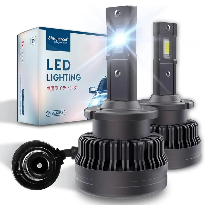 Sinoparcel D2S LED Headlight Bulb - 35W 6000K, Whiter and Brighter D2S LED Bulb for Stock Xenon Replacement, HID Conversion Kit, Pack of 2