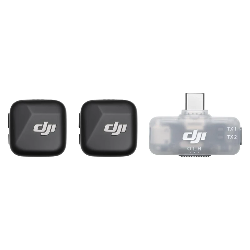DJI Mic Mini (2 TX + 1 Mobile RX), Wireless Microphone for iPhone/Android, Plug and Play, Compact & Lightweight, Cross-Model Pairing, Premium Audio, Stable Transmission, Noise Cancelling