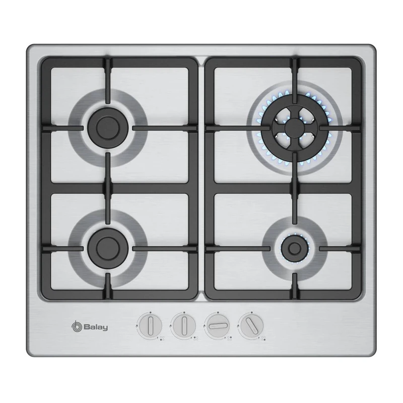 Balay 3ETX565CB Gas Hob, 60 cm Wide, 4 Cooking Zones, Flame Control, Self-Ignition, GasStop, White, 3ETX565CB