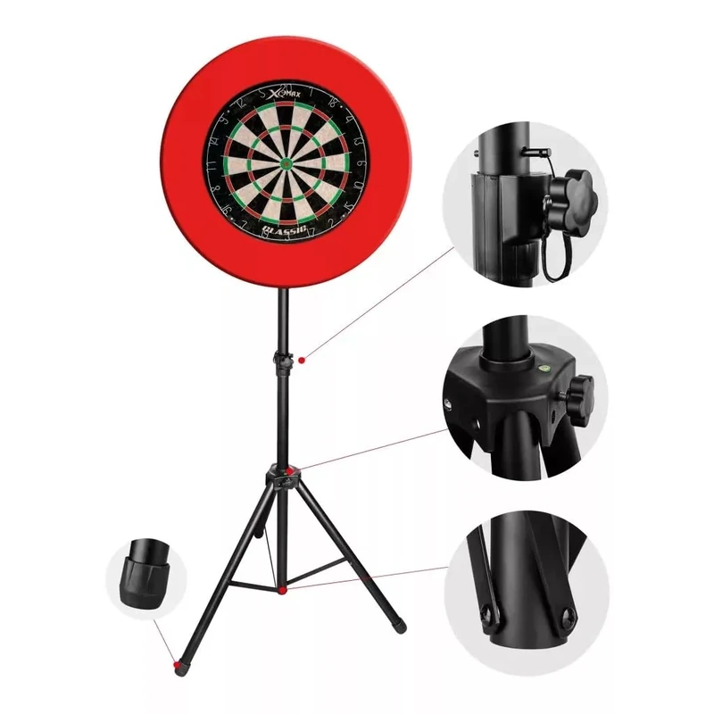 BULLET Hybrid Darts Stand – Portable Adjustable Dartboard Tripod with Carrying Case – Freestanding Metal Frame (135–186 cm Height, 95 cm Wide Base, 3.2 kg)