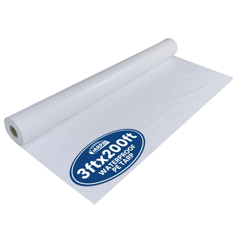 TARPAL 3x200 Feet White Tarp Roll 5mil Waterproof Tarps polyethylene Multipurpose Tarp Cover Dustproof, Tear Resistant for Decoration, Greenhouse, Painting, Home use