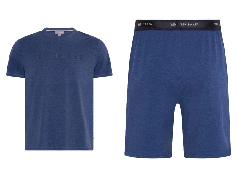 Ted Baker Men's Nightwear T Shirt and Short Set Pajama, Estate Blue, S