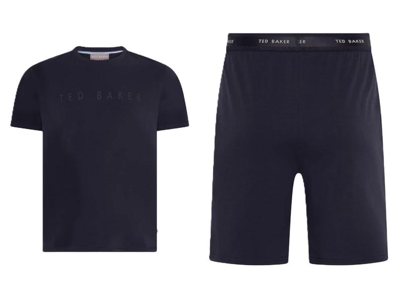 Ted Baker Mens Nightwear Shirt And Short Pajama Set, Navy, M UK