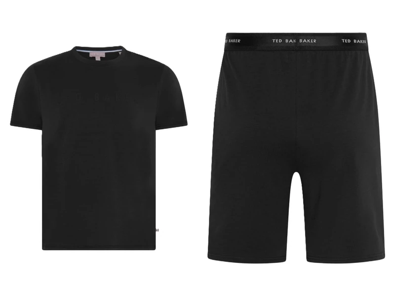 Ted Baker Men's Nightwear T Shirt and Short Set Pajama, Black, XL