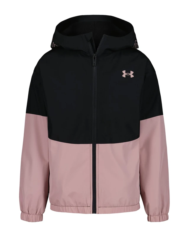 Under Armour Manataug Windbreaker Kids Rain Jacket Boys/Girls, 12 Years-13 Years, Black/Pink - Image 1