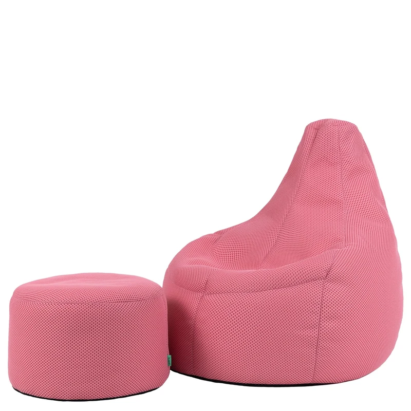 icon Performance Mesh XL Gaming Bean Bag Chair and Footstool, Light Pink, Large Adult Bean Bag with Filling Included, Comfy Chair, Bedroom Furniture, Gamer Gifts, Gaming Room, Gaming Room Accessories