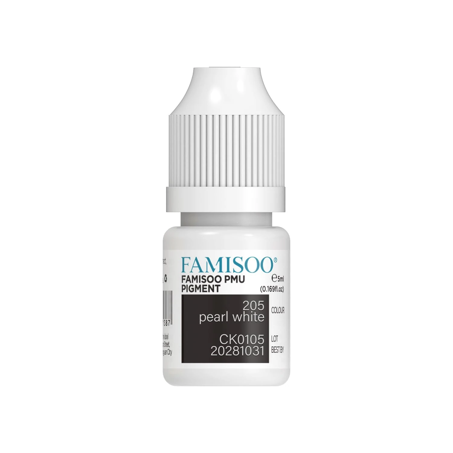 FAMISOO PMU Pigment 5ml/0.169oz – Ultra-Concentrated Permanent Makeup Pigments for Eyebrows, Lips & Tattoos – Vibrant, Long-Lasting & Safe Plant-Based Color (205-Pearl-white