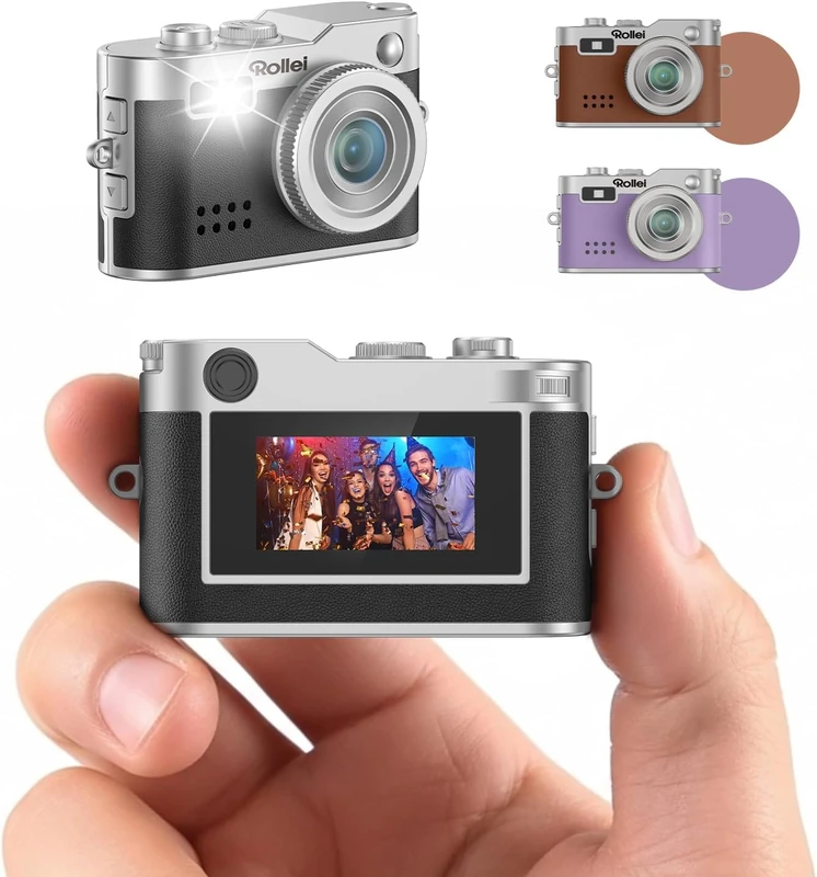 Rollei Digital Mini Camera Vintage Purple 1080P FHD Small Retro Digital Camera with 0.96 Inch Colour Screen 2MP Thumb Camera with Flash & Recording