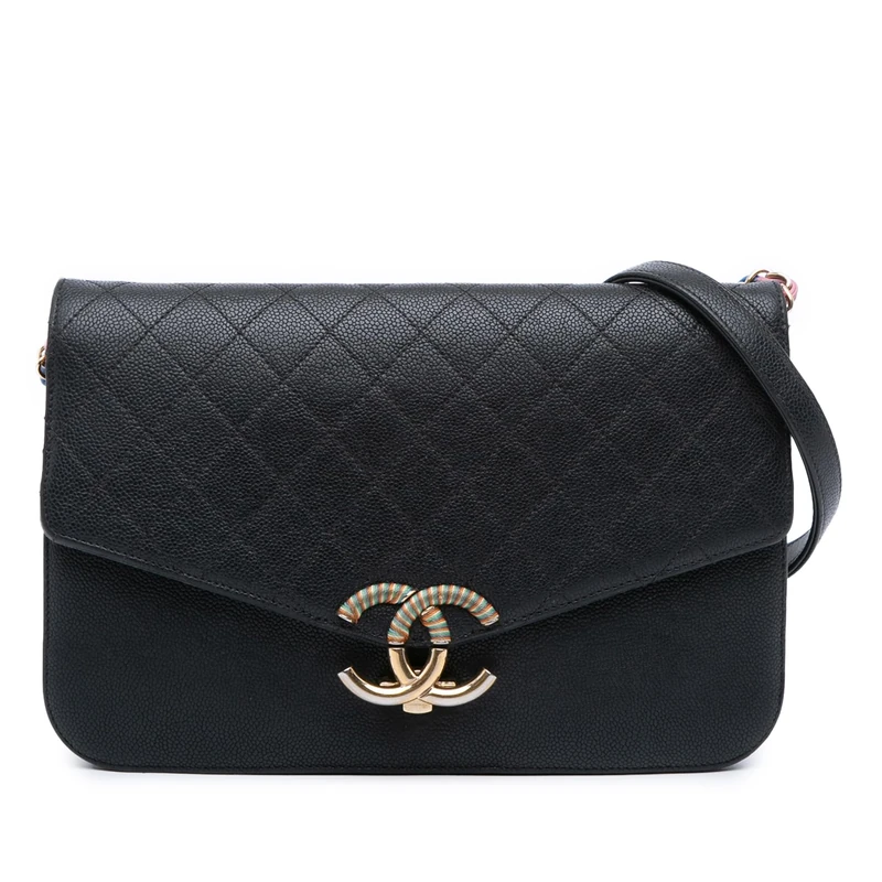 Chanel Pre-Loved Paris Cuba Medium Caviar Thread Around Flap Crossbody Bag