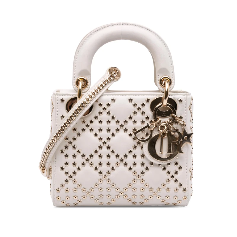 Dior Pre-Loved Mini Lambskin Cannage Lucky Star Studded Lady Handbag - Image 1