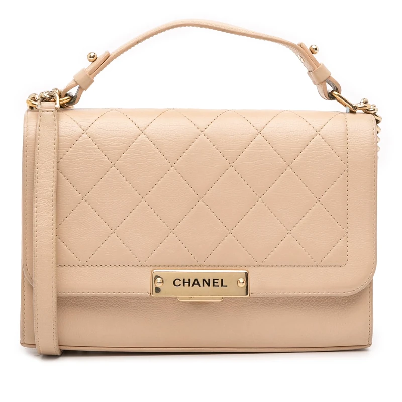 Chanel Pre-Loved Medium Quilted Calfskin Label Click Flap Handbag