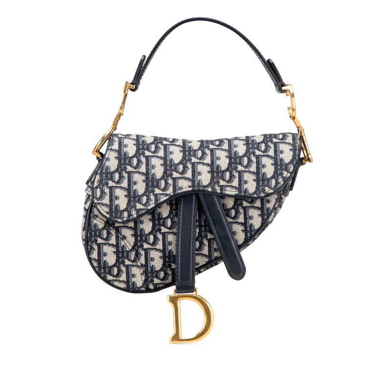 Dior Pre-Loved Mini Oblique Canvas Saddle Handbag Satchel