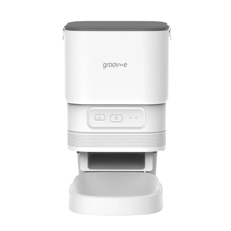 Groov-e Pet-Tech Smart Wi-Fi Pet Feeder – Automatic Cat and Small Dog 4L Dry Food Dispenser, Smart WiFi App Control, Up to 10 Meals Daily, Personalised Meal Call – Battery or Mains Powered – White